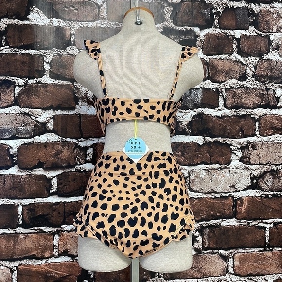 Marina West NWT Bikini Set Sweetheart High Rise Tan Cheetah Print Size Large - Picture 10 of 16